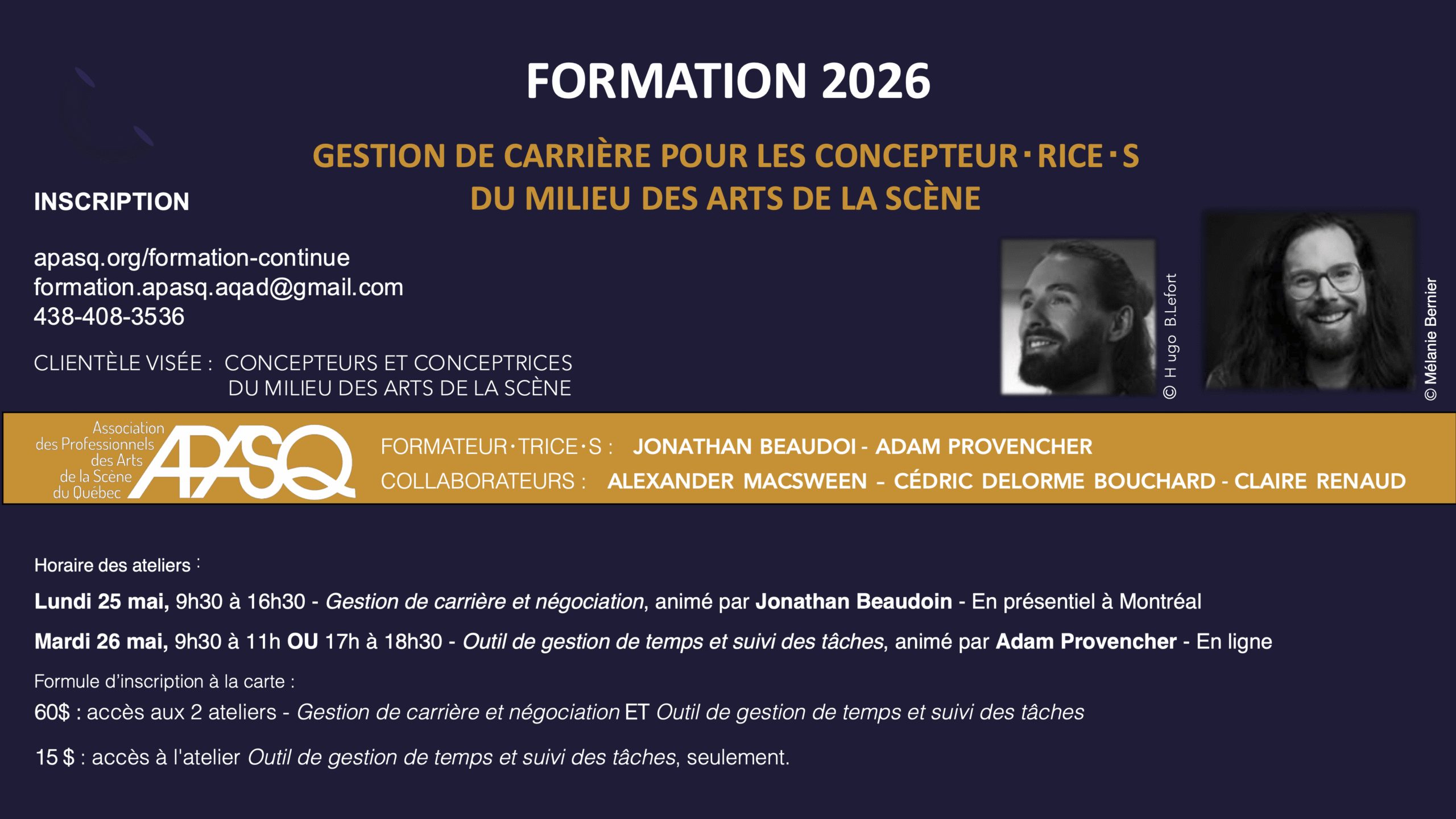 L’APASQ propose une formation spécialisée pour les concepteurs et les conceptrices